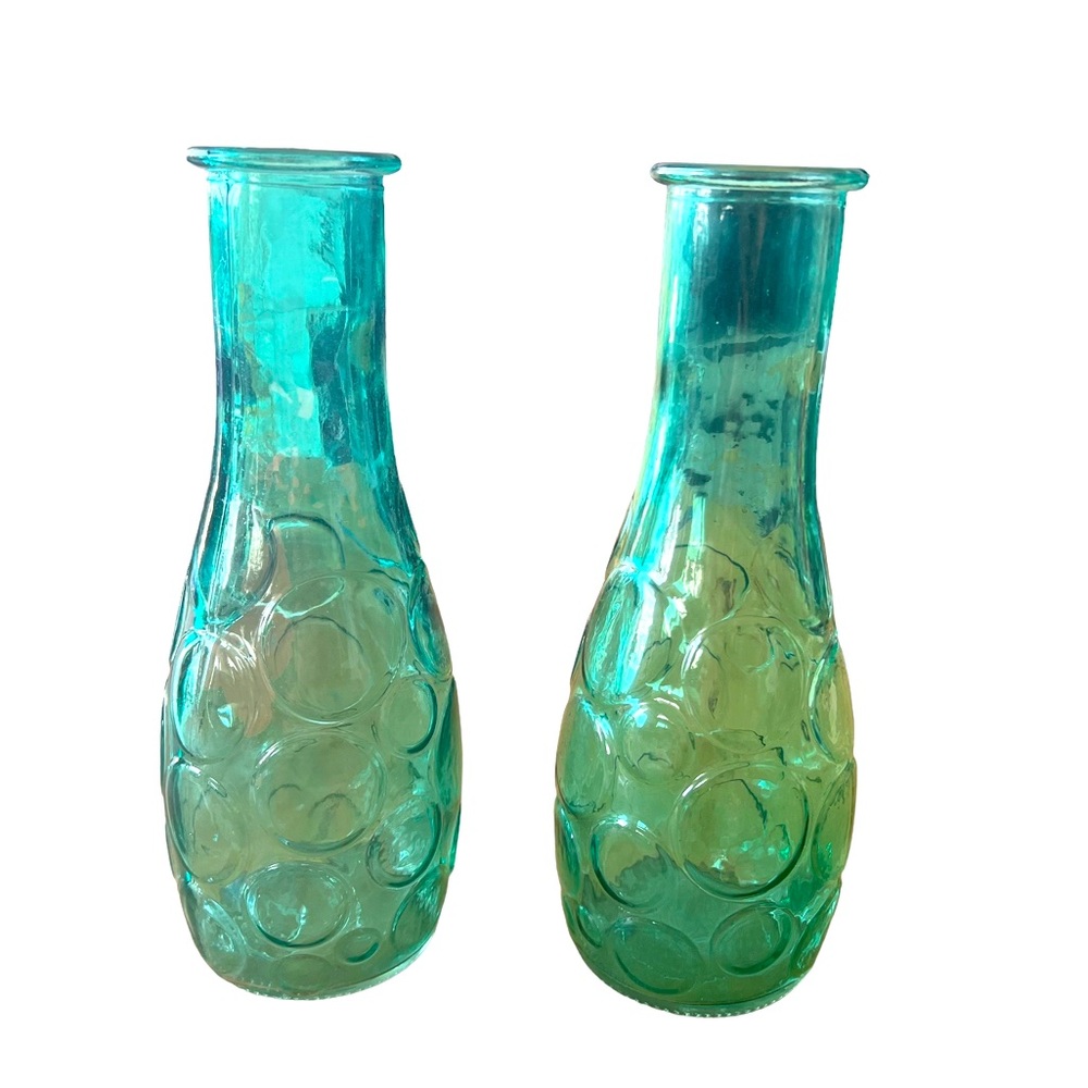 2 Vintage DPS Circles Bud Vases - Aqua Blue. 
Great condition  8 1/2” height dim